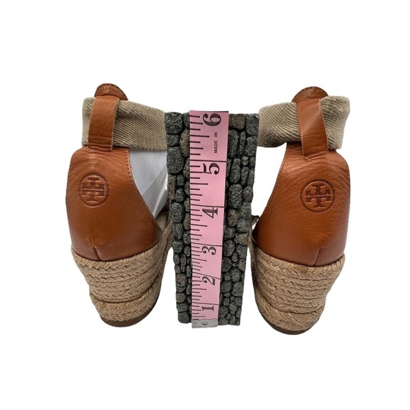 Tory Burch Beige Slip On Strappy Wedge Espadrille Sandals Size 8 Women’s - Picture 9 of 10